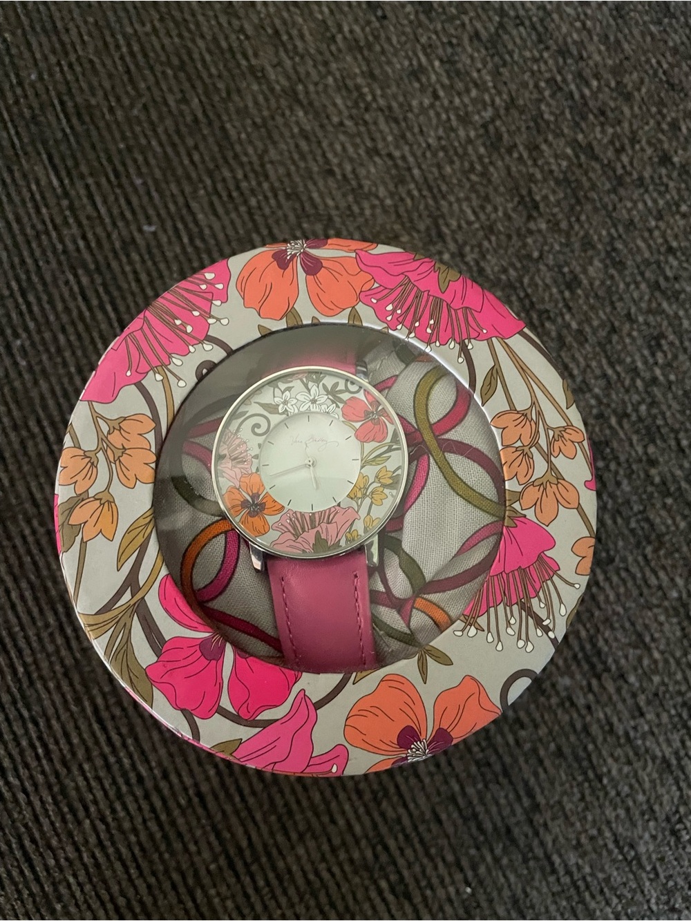 Vera Bradley Pink Hope Watch Tea Garden Floral Watch Retired NEEDS BATTERY